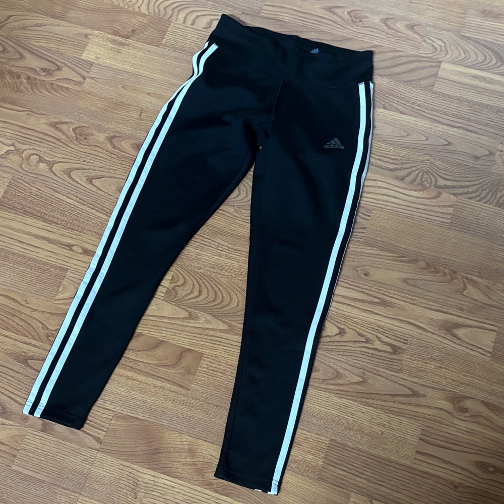 Adidas Black Leggings with White Accents